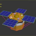 Space Exploration Satellite Equipped With Four Solar Panels And Yellow Scientific Instruments