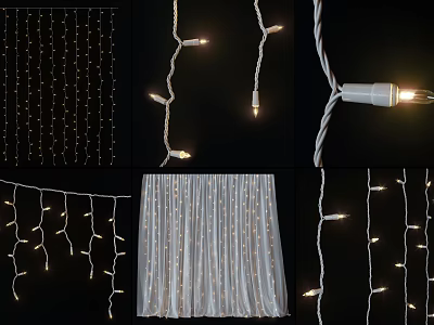 Warm LED Decorative String And Curtain Lights For Home Festival Decoration 3d model
