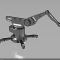 Silver Metallic Robotic Arm With Multiple Joints And Stable Base Structure