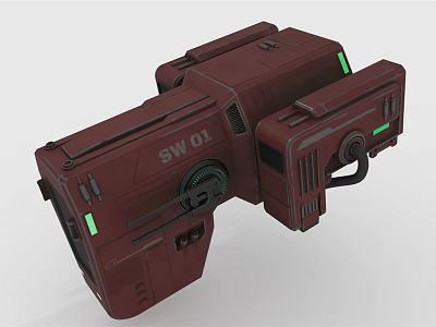 Futuristic Sci Fi Mechanical Device SW01 Red Body With Green Indicators Structure 3d model