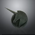 Furniture With Bronze Unicorn Head Metal Badge Detailed Mane And Circular Base