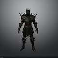 Spiked Fantasy Warrior Armor With Metallic Plates And Red Accents