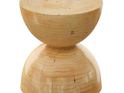 Natural Wooden Stool With Stacked Round Platforms And Visible Grain 3d model
