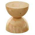 Natural Wooden Stool With Stacked Round Platforms And Visible Grain
