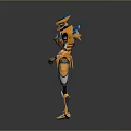 Futuristic Sci Fi Game And Movie Character With Orange Blue Yellow Armored Design