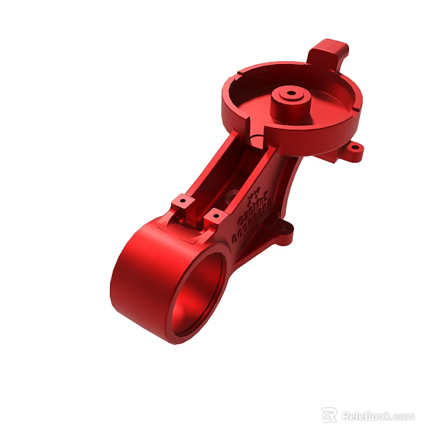 Red Metal Mechanical Part With Circular Design And Connecting Components 3d model