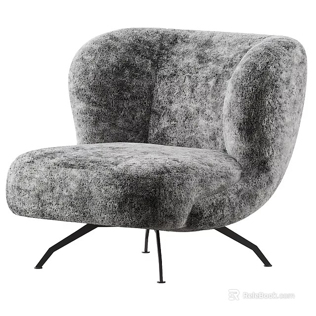 Soft Comfortable Single Sofa With Modern Design Velvet Fabric And Curved Armrests 3d model 