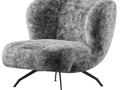 Soft Comfortable Single Sofa With Modern Design Velvet Fabric And Curved Armrests 3d model