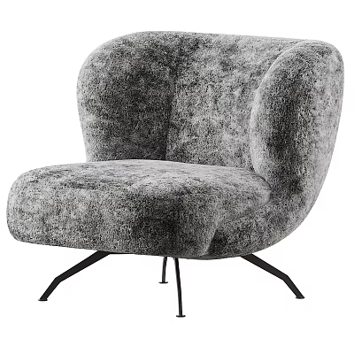Soft Comfortable Single Sofa With Modern Design Velvet Fabric And Curved Armrests 3d model