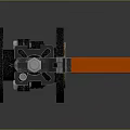 Sturdy Black Ball Valve With Orange Handle And Flanged Metal Connections