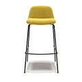Modern Yellow Upholstered Bar Stool With Black Metal Frame Stylish Design 3d model