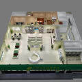 Birds Eye View Of Pharmacy Interior Layout With Shelves Counter And Green Plants