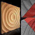 Wooden Decorative Panel With Wavy Striped Structure For Wall Art Design 3d model