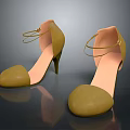 Women's Yellow Strappy High Heels Featuring Round Toe Stiletto Heel And Light Pink Sole