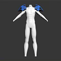 Blue Shoulder Pads Displayed On White Mannequin With Protective Gear Design