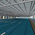 Indoor Swimming Pool with Glass Roof Swimming Lanes Clear Water Steel Structure and Bright Interior