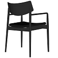 Modern Dining Chair With Sleek Metal Frame Armrests And Leather Upholstered Seat