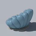 Blue Shell Shaped Chair With Rounded Bulges And Light Colored Base 3d model