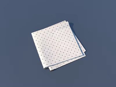 White Square Handkerchief With Blue Small Dots For Daily Life Supplies 3d model