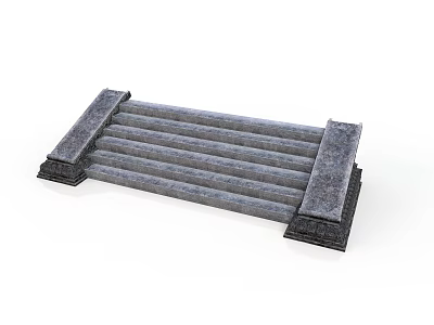 Architectural Stone Balustrade With Parallel Bars And Textured Classical Base Structure 3d model