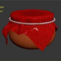 Traditional Clay Pot With Red Cloth Cover Silver Ring And Carved Patterns