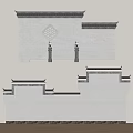 Traditional Chinese Huizhou Architectural Components With Horse Head Walls And Carved Stone Window