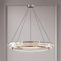Elegant Modern Circular Chandelier With Gold Metal Frame And Transparent Glass Rings