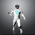 White Astronaut Spacesuit With Modern Design And Blue V Shaped Logo