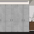 Modern Wardrobe With Sleek White Doors And Metal Handles In Minimalist Interior