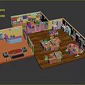 Colorful Indoor Office Interior With Reception Counter Desks Chairs Bookshelves And Storage Cabinets