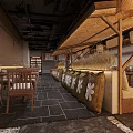 Chinese Restaurant Exterior Design With Wooden Decor Bamboo Curtains Lanterns And Barrel Planters