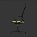 Ergonomic Office Chair With Black Mesh Back Green Seat Cushion Headrest And Armrests