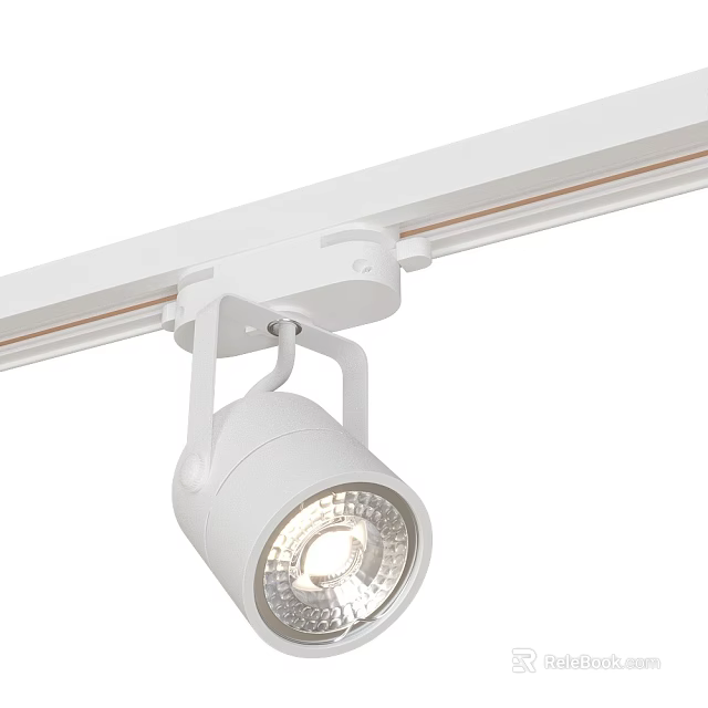 White Track Mounted LED Spotlight with Adjustable Head for Modern Ceiling Lighting 3d model 