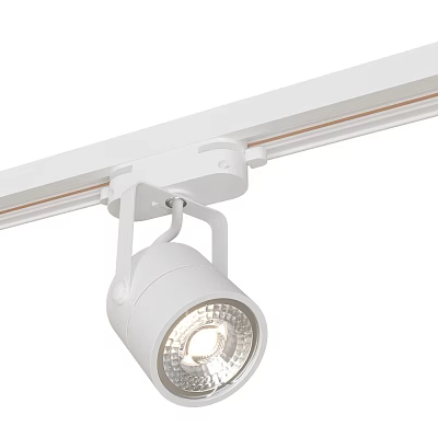 White Track Mounted LED Spotlight with Adjustable Head for Modern Ceiling Lighting 3d model