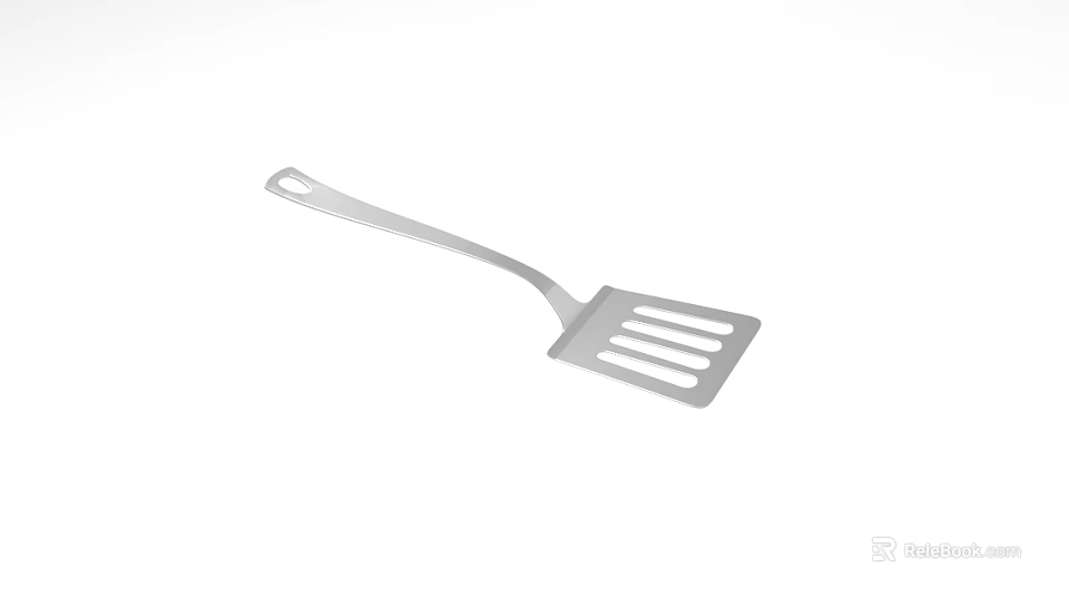 Stainless Steel Slotted Spatula With Long Handle For Kitchen Cooking 3d model 