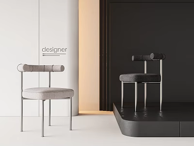 Stylish Modern Dining Chairs With Metal Frame And Soft Upholstered Seats 3d model