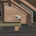 Cozy Hotel Guest Room With Wooden Interior Chandelier Scenic Log Cabin View And Wood Stove