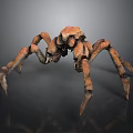 Giant Spider Creature 3D Render With Detailed Mechanical Legs And Orange Brown Exoskeleton
