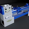 Industrial Lathe Machine Blue And White With Headstock Tailstock And Bed
