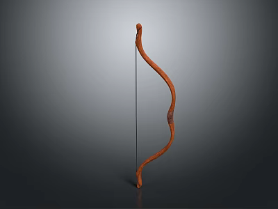 Traditional Handcrafted Wooden Bow Weapon Featuring Curved Shape And Classic Design Details 3d model