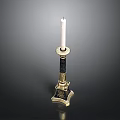 Elegant Gold And Black Hardware Tools With Carved Decoration And White Candle