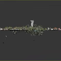 3D Model of Residential Community With Colorful Roof Houses Circular Park Lighthouse And Roads