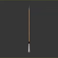 Traditional Spear With Yellow Wooden Shaft And Metal Spearhead White Red Decoration