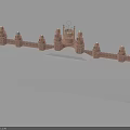 Traditional Fortress Architecture Model With Domed Towers And Wall Structure
