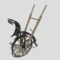 Decorative Vintage Wooden Wheelbarrow Garden Ornament with Black Components and Wheel