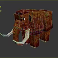 Pixel Art Mammoth Figure With Red Body White Tusks And White Feet