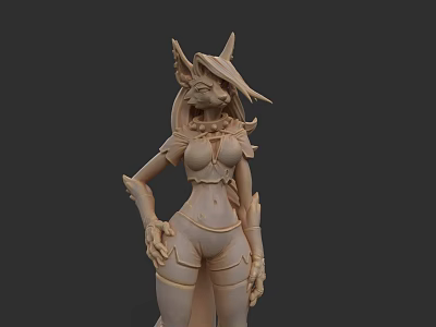 Fantasy Horned Armored Woman 3D Model With Intricate Warrior Design Figure 3d model