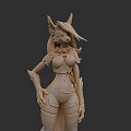 Fantasy Horned Armored Woman 3D Model With Intricate Warrior Design Figure
