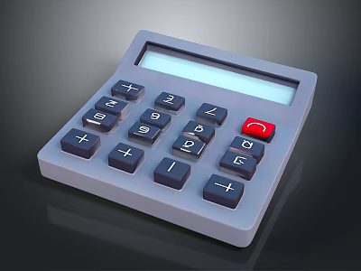 Practical Desktop Calculator With Gray Body Numeric Keys And Red Function Button For Daily Use 3d model