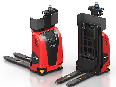 Red And Black Industrial Pallet Trucks With Control Panel For Material Handling 3d model